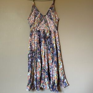 Angie smocked bust floral mini sundress patchwork pattern